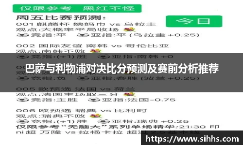 巴萨与利物浦对决比分预测及赛前分析推荐